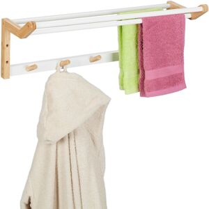 Relaxdays Bathroom Towel Rack Hooks Clothes Holder Rails Wall-Mounted Bamboo 22x60x20cm Relaxdays Bathroom Towel Rack Hooks Clothes Holder Rails Wall-Mounted Bamboo 22x60x20cm