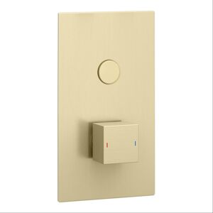 Enki Milan Shower Valve Tap Thermostatic Square Push Button 1-Outlet Brushed Brass Enki Milan Shower Valve Tap Thermostatic Square Push Button 1-Outlet Brushed Brass