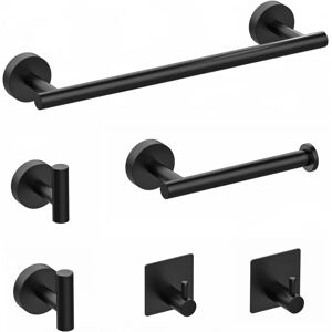 Ovis Ammon Towel Rail Bathroom Hardware Set 6-Piece, Black Bathroom Accessories Set 40cm To Ovis Ammon Towel Rail Bathroom Hardware Set 6-Piece, Black Bathroom Accessories Set 40cm To