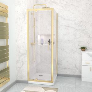 Nes Home 760 X 700mm Pivot Door Shower Enclosure & Side Panel Brushed Brass Nes Home 760 X 700mm Pivot Door Shower Enclosure & Side Panel Brushed Brass