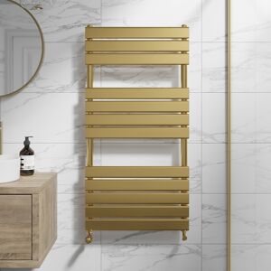 Radilux Flat Panel Heated Towel Rail Brushed Brass - 1200 X 600mm Wall Mounted Bathroom Radilux Flat Panel Heated Towel Rail Brushed Brass - 1200 X 600mm Wall Mounted Bathroom