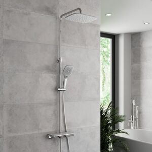 Affine Thermostatic Mixer Shower Set Dual Head Handset Riser Rail Shelf Square Chrome Affine Thermostatic Mixer Shower Set Dual Head Handset Riser Rail Shelf Square Chrome