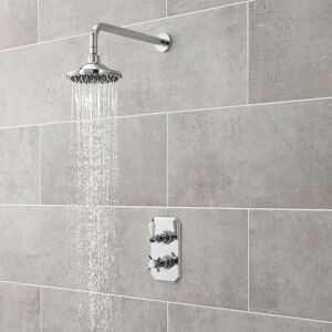 Nuie Edwardian Twin Square Thermostatic Concealed Shower Valve Fixed Head & Arm Nuie Edwardian Twin Square Thermostatic Concealed Shower Valve Fixed Head & Arm
