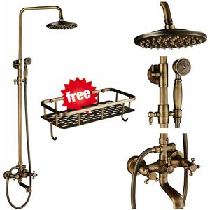 Gattohome Antique Brass Bathtub Rainfall Shower Faucet Set Stacks Handheld Mixer Tap Bath Gattohome Antique Brass Bathtub Rainfall Shower Faucet Set Stacks Handheld Mixer Tap Bath