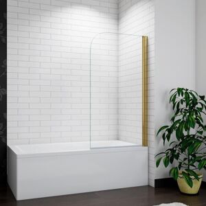 Aica 800x1400mm Brushed Gold Pivot Frameless Bath Shower Screen Easyclean Glass Panel Aica 800x1400mm Brushed Gold Pivot Frameless Bath Shower Screen Easyclean Glass Panel