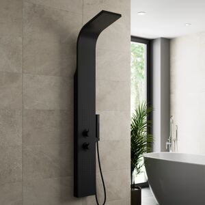 Affine Thermostatic Bathroom Shower Tower Panel Column Body Jets Twin Head Matt Black Affine Thermostatic Bathroom Shower Tower Panel Column Body Jets Twin Head Matt Black