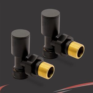 Nwt Direct Radiator Towel Rail Valves Angled Round Top Black Standard Lockshield (Pair) Nwt Direct Radiator Towel Rail Valves Angled Round Top Black Standard Lockshield (Pair)