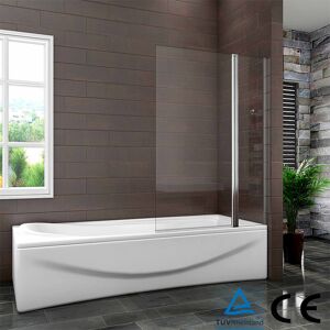 Aica Glass Bath Screen 1000x1400mm 180° Pivot Bath Shower Screen Door Panel Bathroom Aica Glass Bath Screen 1000x1400mm 180° Pivot Bath Shower Screen Door Panel Bathroom