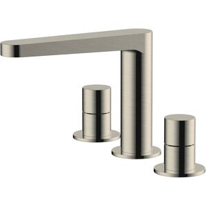 Rak Ceramics Rak Petit Round 3-Hole Basin Mixer Tap Deck Mounted - Brushed Nickel Rak Ceramics Rak Petit Round 3-Hole Basin Mixer Tap Deck Mounted - Brushed Nickel