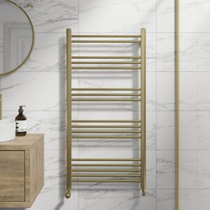 Radilux Heated Towel Rail Brushed Brass 1200 X 600mm Flat Bathroom Wall Mounted Steel Radilux Heated Towel Rail Brushed Brass 1200 X 600mm Flat Bathroom Wall Mounted Steel