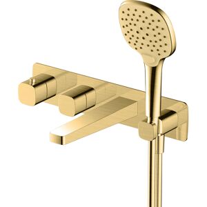 Rak Ceramics Rak Petit Square Brushed Gold Concealed Shower Valve With Handset + Bath Spout Rak Ceramics Rak Petit Square Brushed Gold Concealed Shower Valve With Handset + Bath Spout