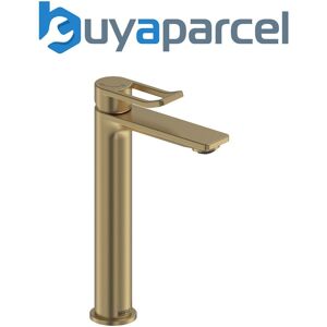 Bristan Saffron Eco Start Tall Basin Mixer With Clicker Waste Brushed Brass Bristan Saffron Eco Start Tall Basin Mixer With Clicker Waste Brushed Brass