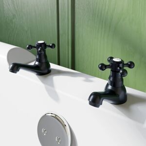Affine Oxford Bathroom Bath Pillar Taps Set Pair Round Single Cross Handle Matt Black Affine Oxford Bathroom Bath Pillar Taps Set Pair Round Single Cross Handle Matt Black