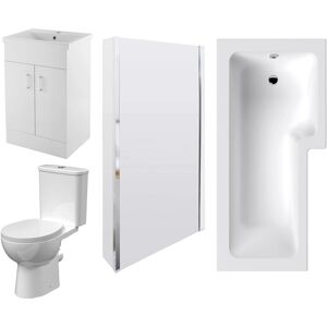 Balterley 1700mm Bathroom Suite - L Shape Shower Bath - Gloss White Balterley 1700mm Bathroom Suite - L Shape Shower Bath - Gloss White
