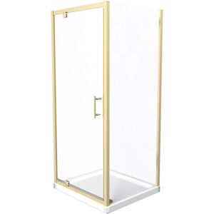 Willesden Bathrooms Brushed Brass 900 X 800mm Pivot Door Shower Enclosure Panel & Tray Set Willesden Bathrooms Brushed Brass 900 X 800mm Pivot Door Shower Enclosure Panel & Tray Set