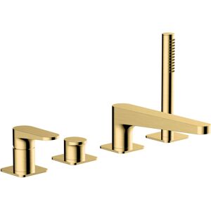 Rak Ceramics Rak Ischia 4-Hole Bath Shower Mixer Tap Pillar Mounted - Brushed Gold Rak Ceramics Rak Ischia 4-Hole Bath Shower Mixer Tap Pillar Mounted - Brushed Gold