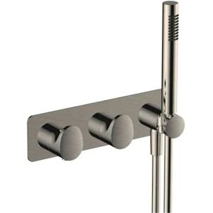 Rak Ceramics Rak 2-Outlet Brushed Nickel Dual Concealed Shower Valve With Handset Rak Ceramics Rak 2-Outlet Brushed Nickel Dual Concealed Shower Valve With Handset