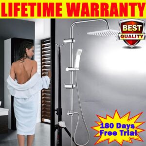 Dayplus Rainfall Shower Kit Twin Head Chrome Fixed Head Riser Rail With Bath Mixer Taps Dayplus Rainfall Shower Kit Twin Head Chrome Fixed Head Riser Rail With Bath Mixer Taps