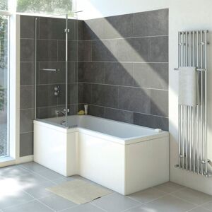 Signature Breeze Supercast L-Shaped Shower Bath With Hinged Screen 1700mm X 850mm Lh Signature Breeze Supercast L-Shaped Shower Bath With Hinged Screen 1700mm X 850mm Lh