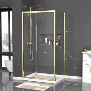 Nes Home Brushed Brass 1000 X 700mm Shower Enclosure Sliding Door Panel & Tray Nes Home Brushed Brass 1000 X 700mm Shower Enclosure Sliding Door Panel & Tray