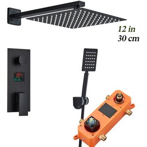 Gattohome Concealed Shower Faucet Set Black 12'' Shower System Bath Rainfall Mixer Tap Gattohome Concealed Shower Faucet Set Black 12'' Shower System Bath Rainfall Mixer Tap