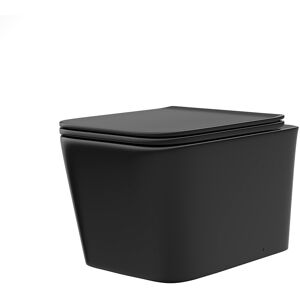 Willesden Bathrooms Modern Matt Black Square Wall Hung Toilet Pan With Soft Close Seat Willesden Bathrooms Modern Matt Black Square Wall Hung Toilet Pan With Soft Close Seat
