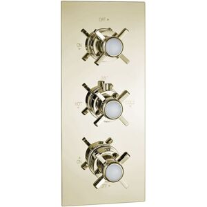 Triple Shower Valve Tap Crosshead 2-Outlet Edwardian Gold Brass Enki Tsv054 Triple Shower Valve Tap Crosshead 2-Outlet Edwardian Gold Brass Enki Tsv054