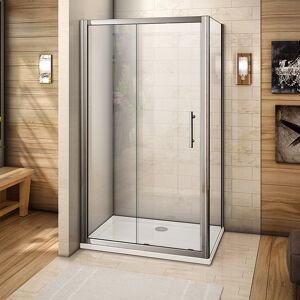Aica Sliding Shower 1200x760mm Enclosure Door And Side Panel Chrome 6mm Safety Glass Aica Sliding Shower 1200x760mm Enclosure Door And Side Panel Chrome 6mm Safety Glass
