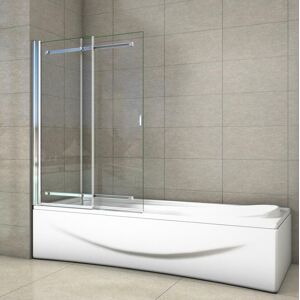 Aica 900x1400mm Chrome Bathroom Sliding Over Bath Shower Screen 6mm Safety Glass Aica 900x1400mm Chrome Bathroom Sliding Over Bath Shower Screen 6mm Safety Glass