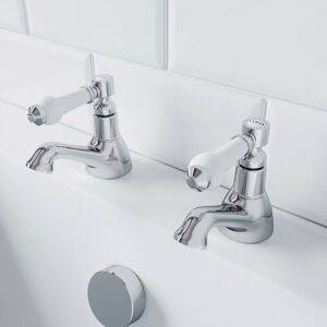 Park Lane Traditional Bathroom Hot & Cold Twin Bath Taps Brass Chrome Ceramic Lever Handle Park Lane Traditional Bathroom Hot & Cold Twin Bath Taps Brass Chrome Ceramic Lever Handle