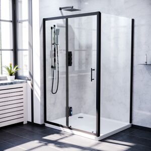 Nes Home 1000 X 1000mm Shower Enclosure Sliding Door & Side Panel Black Nes Home 1000 X 1000mm Shower Enclosure Sliding Door & Side Panel Black