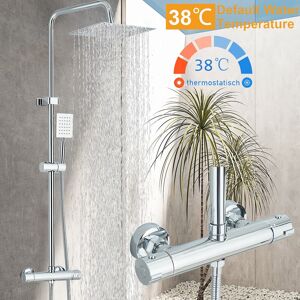 Rozin Bathroom Thermostatic Exposed Shower Mixer Twin Head Large Square Bar Set Chrome Rozin Bathroom Thermostatic Exposed Shower Mixer Twin Head Large Square Bar Set Chrome