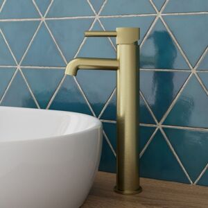 Affine Countertop Tall Basin Sink Mixer Tap Bathroom Single Lever Fluted Brushed Brass Affine Countertop Tall Basin Sink Mixer Tap Bathroom Single Lever Fluted Brushed Brass