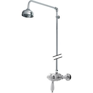 Balterley Traditional Exposed Manual Valve & Rigid Riser Shower Set - Chrome/white - Balte Balterley Traditional Exposed Manual Valve & Rigid Riser Shower Set - Chrome/white - Balte