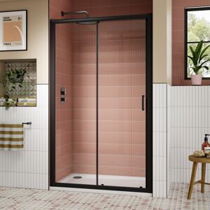 Nuie Lucie Matt Black Sliding Shower Door 1700mm Wide - 8mm Glass Nuie Lucie Matt Black Sliding Shower Door 1700mm Wide - 8mm Glass