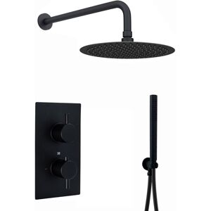 2-Outlet Shower Set Round Naples Thermostatic Bathroom Matte Black Enki Sh0282 2-Outlet Shower Set Round Naples Thermostatic Bathroom Matte Black Enki Sh0282