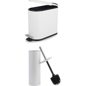 Beldray Toilet Brush & Bin Set – 5l White Pedal Bin, Antibacterial, Space-Saving Beldray Toilet Brush & Bin Set – 5l White Pedal Bin, Antibacterial, Space-Saving