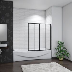 Aica Matt Black 4 Fold Folding Bath Screen Shower Bathroom 4mm Glass Panel 900x1400 Aica Matt Black 4 Fold Folding Bath Screen Shower Bathroom 4mm Glass Panel 900x1400