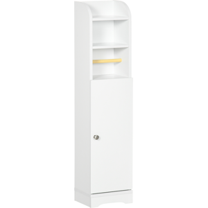 Kleankin Freestanding Bathroom Storage Unit With Adjustable Shelf - White Kleankin Freestanding Bathroom Storage Unit With Adjustable Shelf - White