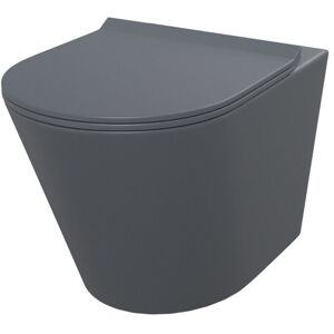 Willesden Bathrooms Dark Grey Rimless Round Back To Wall Toilet With Soft Close Seat Willesden Bathrooms Dark Grey Rimless Round Back To Wall Toilet With Soft Close Seat