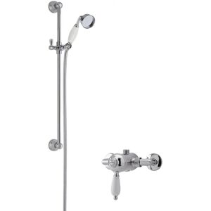 Balterley Traditional Exposed Manual Valve & Slide Rail Shower Set - Chrome/white - Balter Balterley Traditional Exposed Manual Valve & Slide Rail Shower Set - Chrome/white - Balter