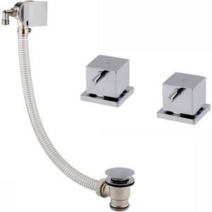 Enki Bath Filler Waste Overflow W/ 2x Deck Side Valves Square Slimline Pop Up Chrome Enki Bath Filler Waste Overflow W/ 2x Deck Side Valves Square Slimline Pop Up Chrome