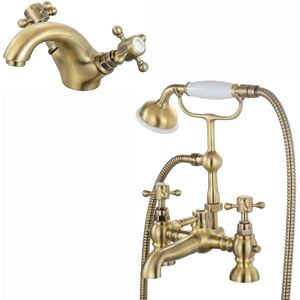 Bath Mixer Tap Pack Camberley Bathroom Basin Shower Antique Brass Enki Bbt0142 Bath Mixer Tap Pack Camberley Bathroom Basin Shower Antique Brass Enki Bbt0142