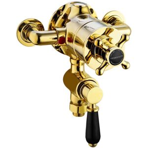 Twin Shower Valve Tap Thermostatic Downton 1/2" English Gold Brass Enki T91 Twin Shower Valve Tap Thermostatic Downton 1/2" English Gold Brass Enki T91