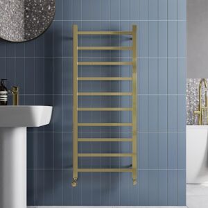 Solaro Square Bar Heated Towel Rail Brushed Brass - 1200 X 500mm Solaro Square Bar Heated Towel Rail Brushed Brass - 1200 X 500mm