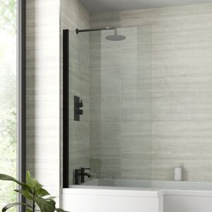 Affine Bath Shower Screen Door Hinged 800mm Frameless Black Clear Safety Glass Panel Affine Bath Shower Screen Door Hinged 800mm Frameless Black Clear Safety Glass Panel