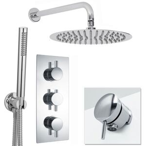 Handheld Shower Set Round Naples Thermostatic Wall Fixed 8" Chrome Enki Sh0203 Handheld Shower Set Round Naples Thermostatic Wall Fixed 8" Chrome Enki Sh0203