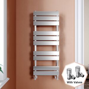 Elegant Chrome Towel Rail Radiator Bathroom Designer Flat Panel Rad With Valve 1000x400 Elegant Chrome Towel Rail Radiator Bathroom Designer Flat Panel Rad With Valve 1000x400