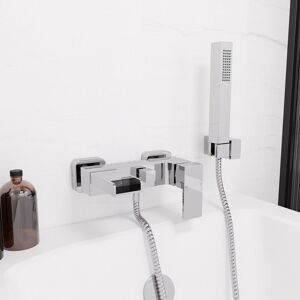 Nes Home Waterfall Solid Brass Square Wall Mounted Chrome Bath Shower Mixer Tap Nes Home Waterfall Solid Brass Square Wall Mounted Chrome Bath Shower Mixer Tap