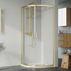 Nuie Brushed Brass Quadrant Shower Enclosure 800 X 800mm 6mm Glass No Tray/waste Nuie Brushed Brass Quadrant Shower Enclosure 800 X 800mm 6mm Glass No Tray/waste